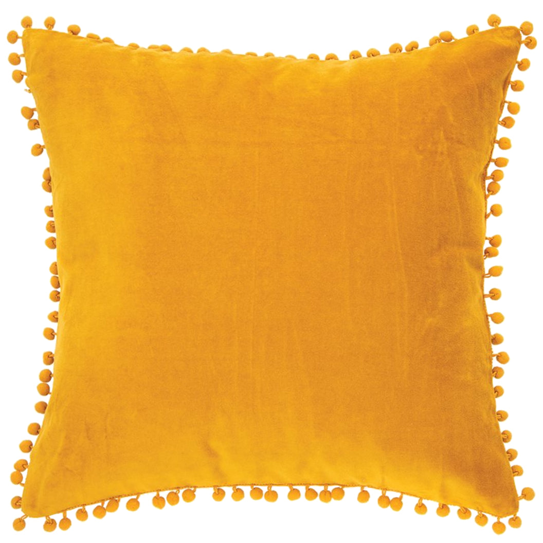 Coussin 20 x 20 po en velours jaune moutarde - Velvet
