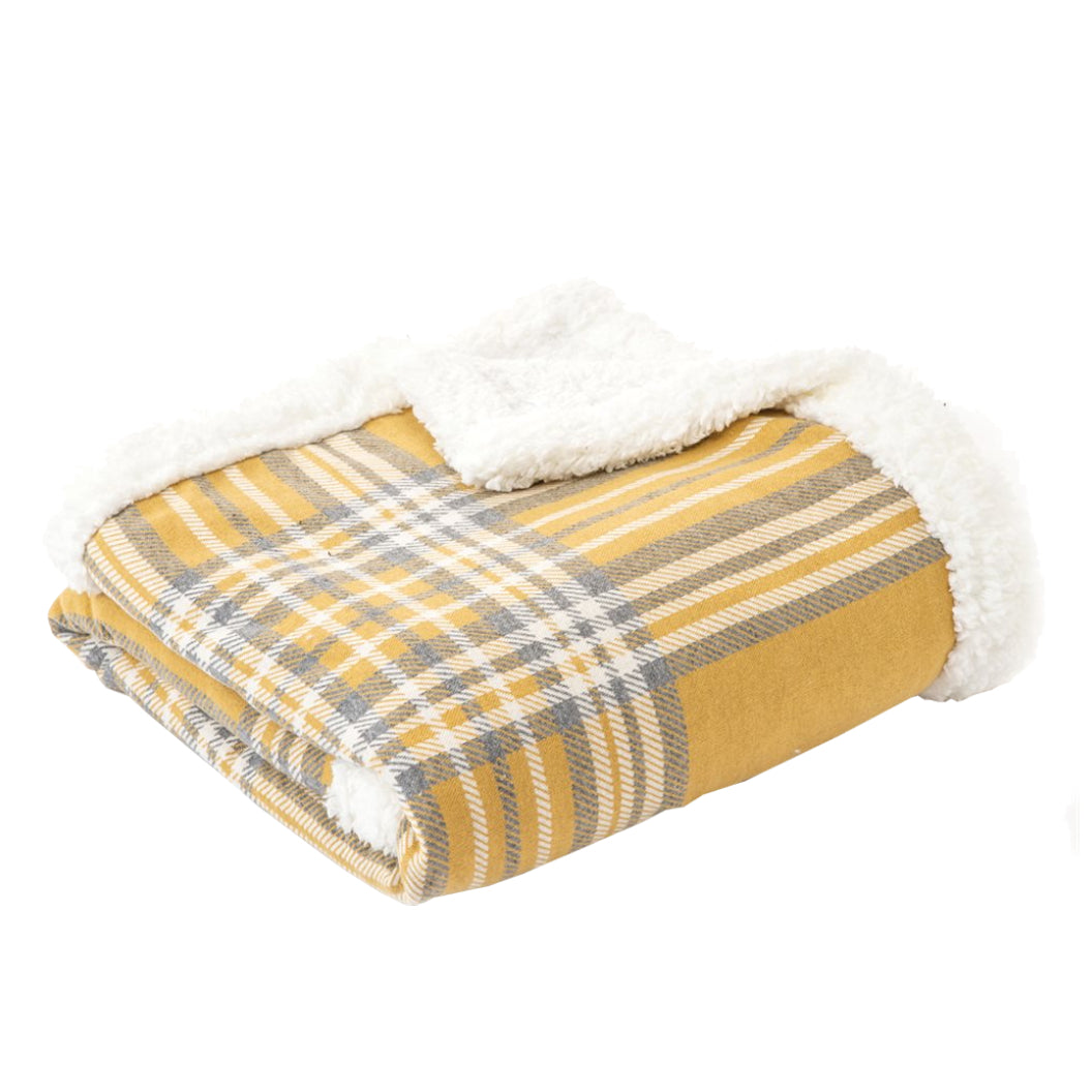 Jeté 50 x 60 en tissu jaune et gris - Vicky