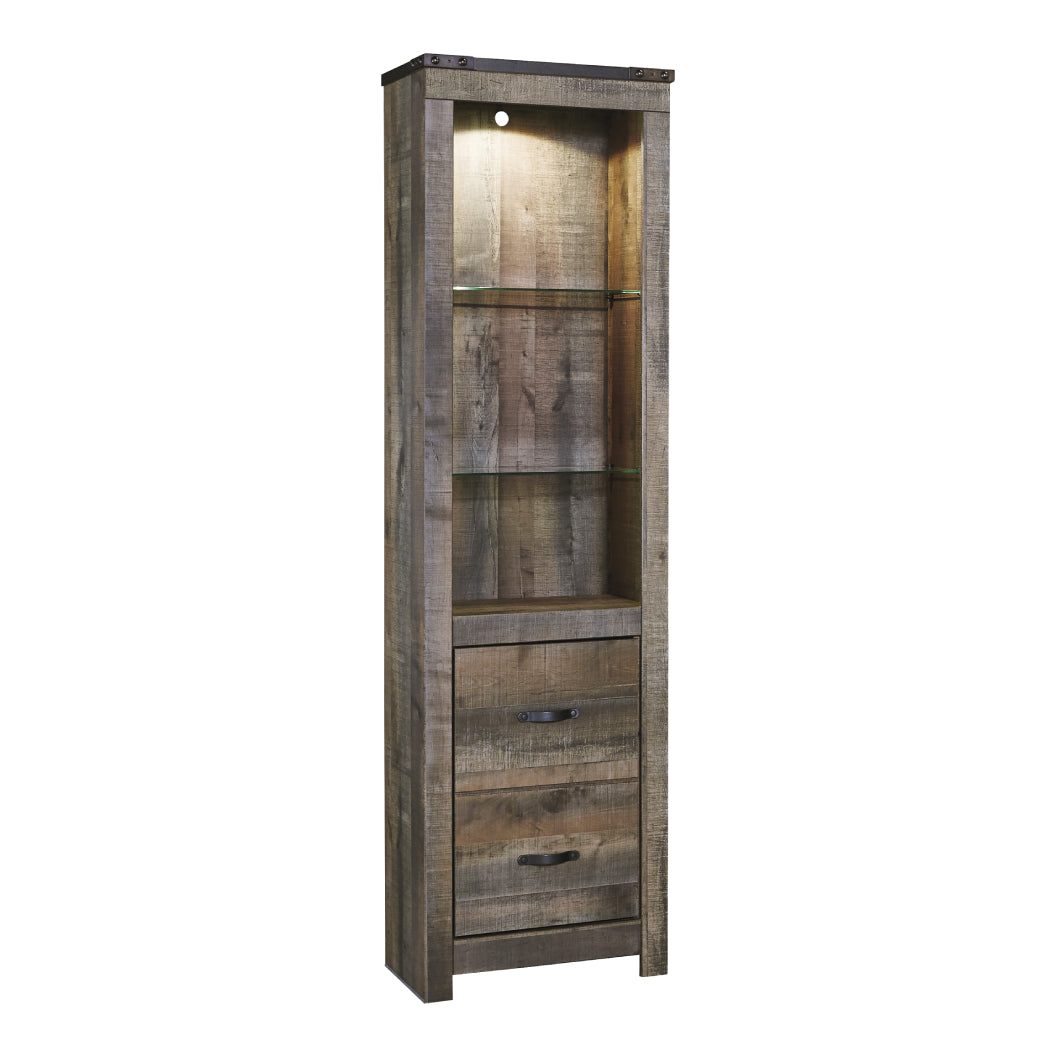 Étagère en bois/placage brun avec 1 porte et lumière DEL - Trinell