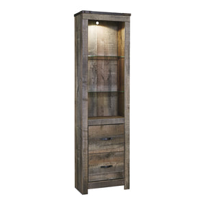 Étagère en bois/placage brun avec 1 porte et lumière DEL - Trinell