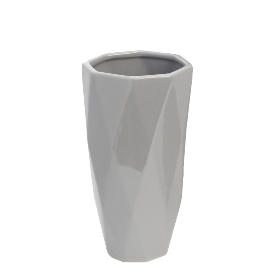 Vase en céramique taupe pâle d'une forme géométrique - Almada