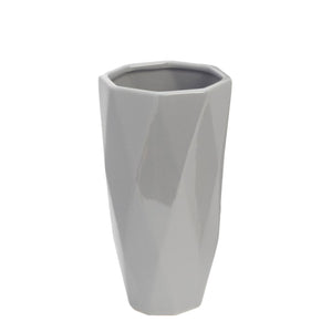 Vase en céramique taupe pâle d'une forme géométrique - Almada