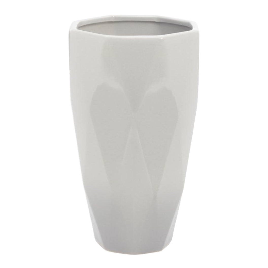 Vase en céramique taupe pâle d'une forme géométrique - Almada