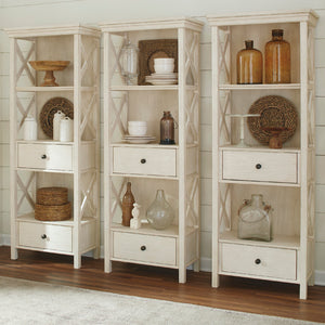 Bibliothèque en bois/placage blanc antique avec 2 tiroirs - Bolanburg