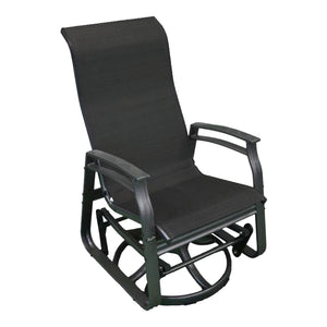 Chaise extérieure berçante et pivotante en tissu avec une structure en aluminium - Kaza