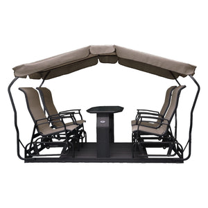 Balançoire indépendante 4 chaises en tissu avec une structure en aluminium - Kaza