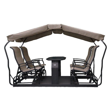 Balançoire indépendante 4 chaises en tissu avec une structure en aluminium - Kaza