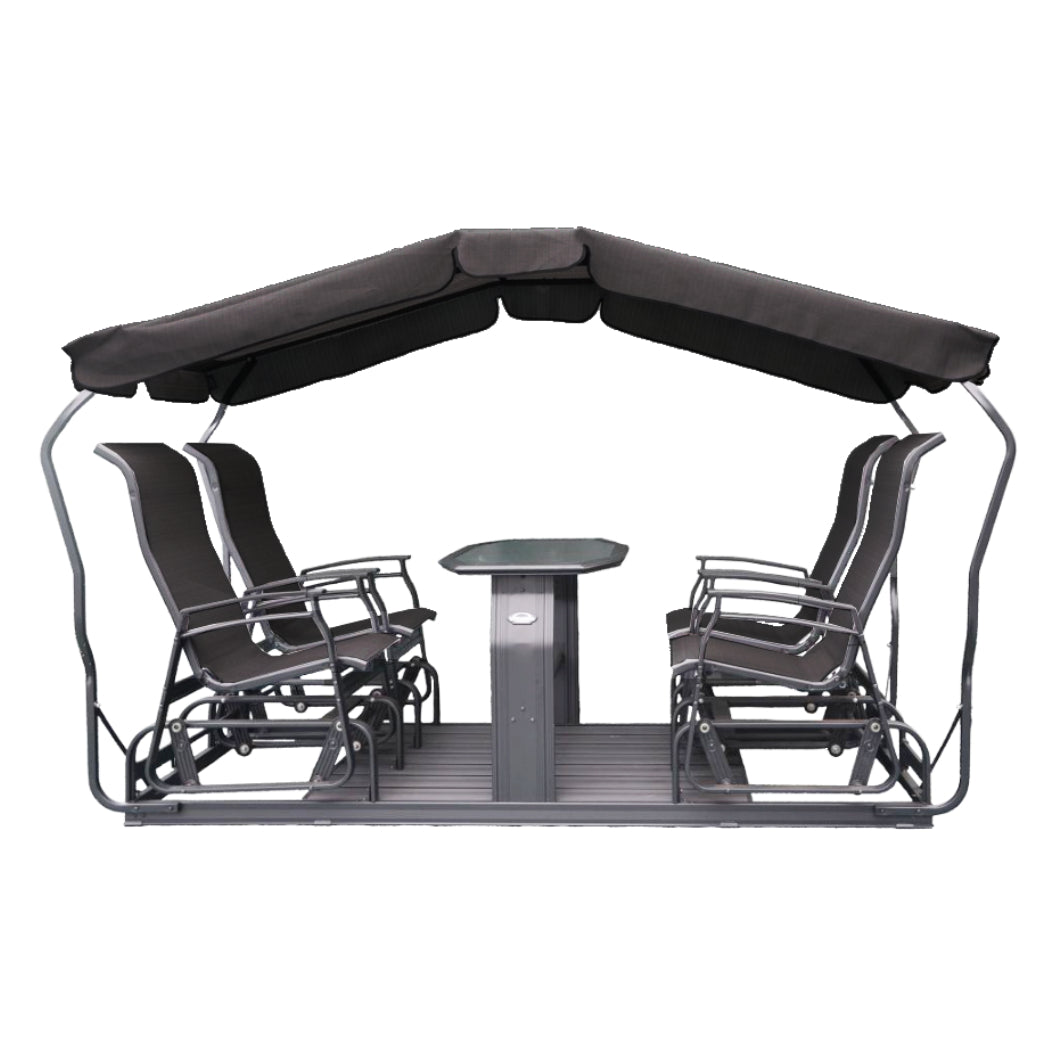 Balançoire indépendante 4 chaises en tissu avec une structure en aluminium - Kaza