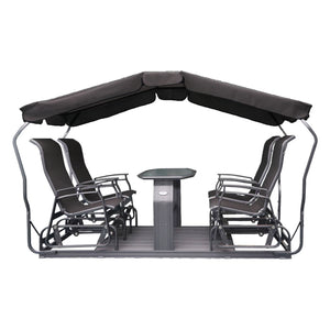 Balançoire indépendante 4 chaises en tissu avec une structure en aluminium - Kaza