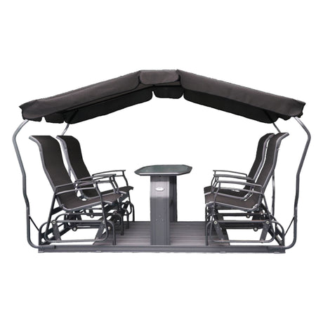 Balançoire indépendante 4 chaises en tissu avec une structure en aluminium - Kaza