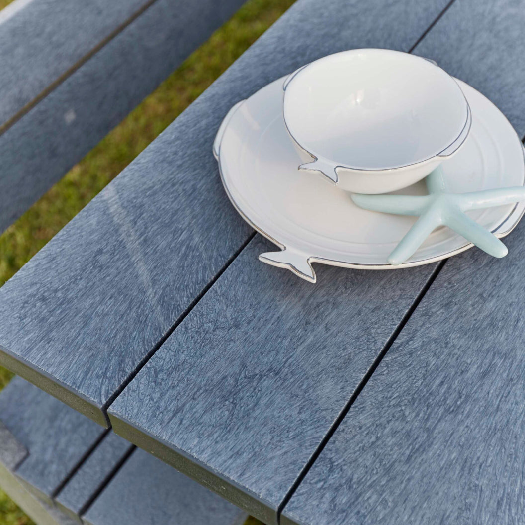 Table de salle à manger extérieure en plastique recyclé gris ardoise - Harvest