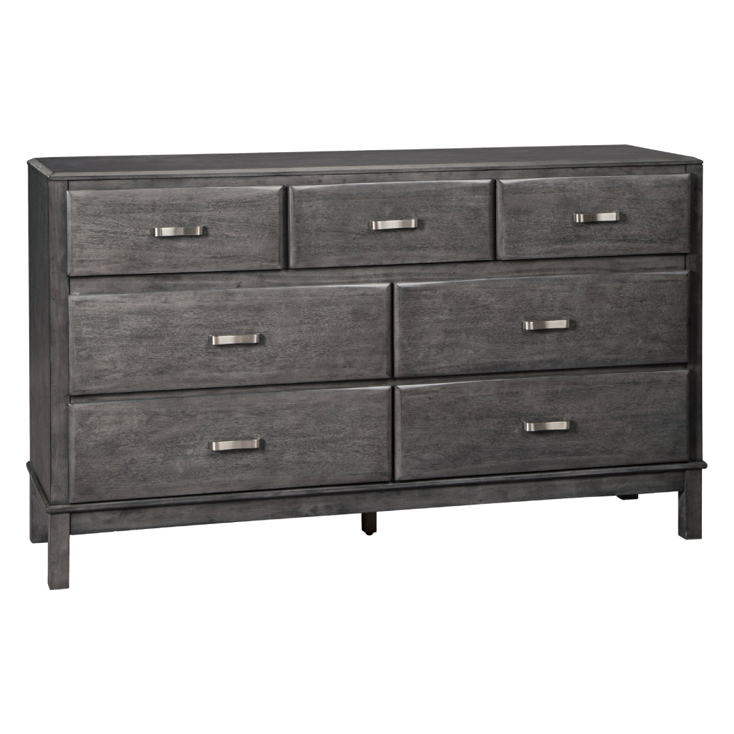 Bureau à 7 tiroirs en bois et placage gris - Caitbrook