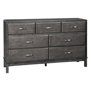 Bureau à 7 tiroirs en bois et placage gris - Caitbrook
