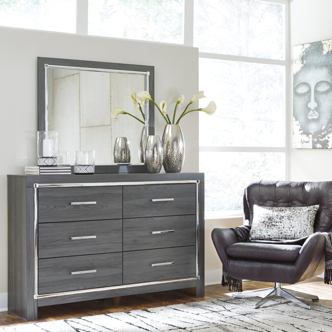 Miroir de bureau en bois/MDF gris - Lodanna