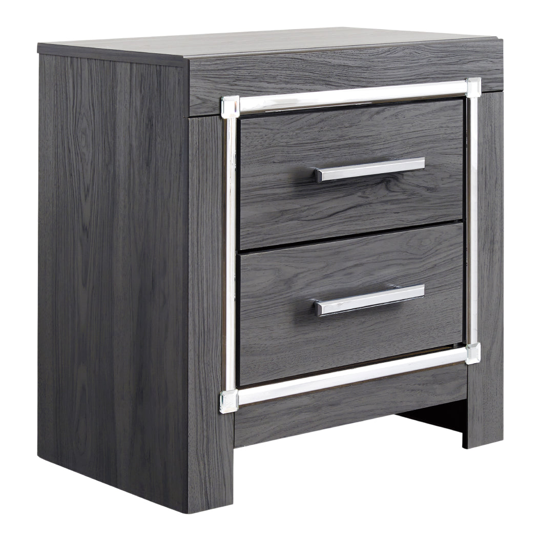 Table de chevet à 2 tiroirs en bois/MDF gris - Lodanna