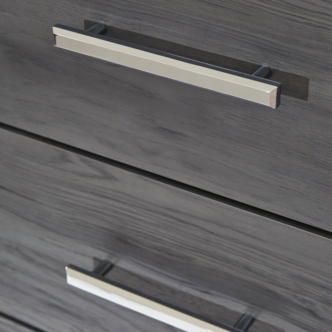 Table de chevet à 2 tiroirs en bois/MDF gris - Lodanna