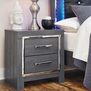 Table de chevet à 2 tiroirs en bois/MDF gris - Lodanna