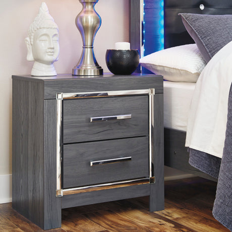 Table de chevet à 2 tiroirs en bois/MDF gris - Lodanna