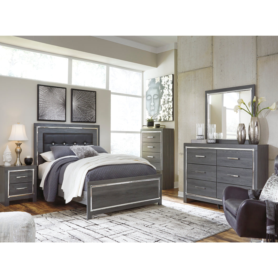 Table de chevet à 2 tiroirs en bois/MDF gris - Lodanna