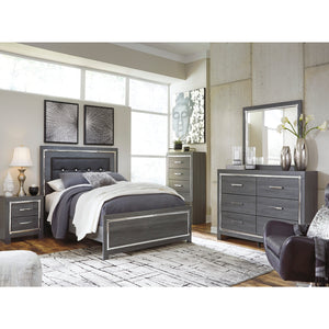 Table de chevet à 2 tiroirs en bois/MDF gris - Lodanna