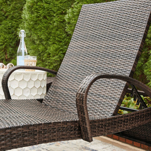 Ensemble de chaises longues extérieure en osier brune - Kantana