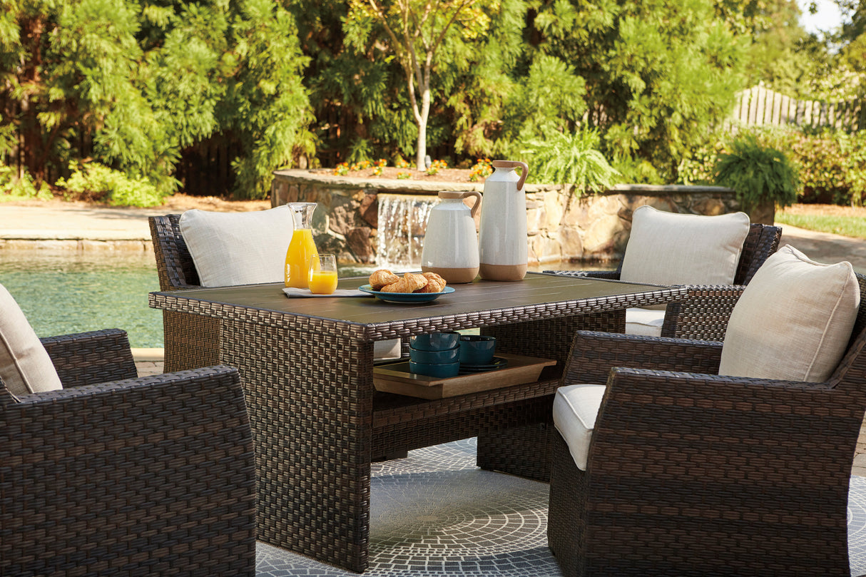 Table à manger extérieure en rotin brun foncé - Easy Isle