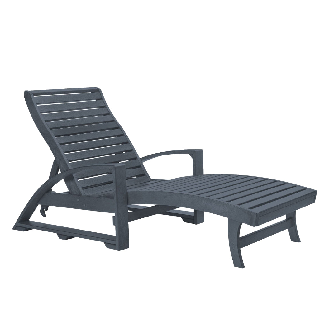 Chaise longue d'extérieure noire plastique recyclé - Saint-Tropez