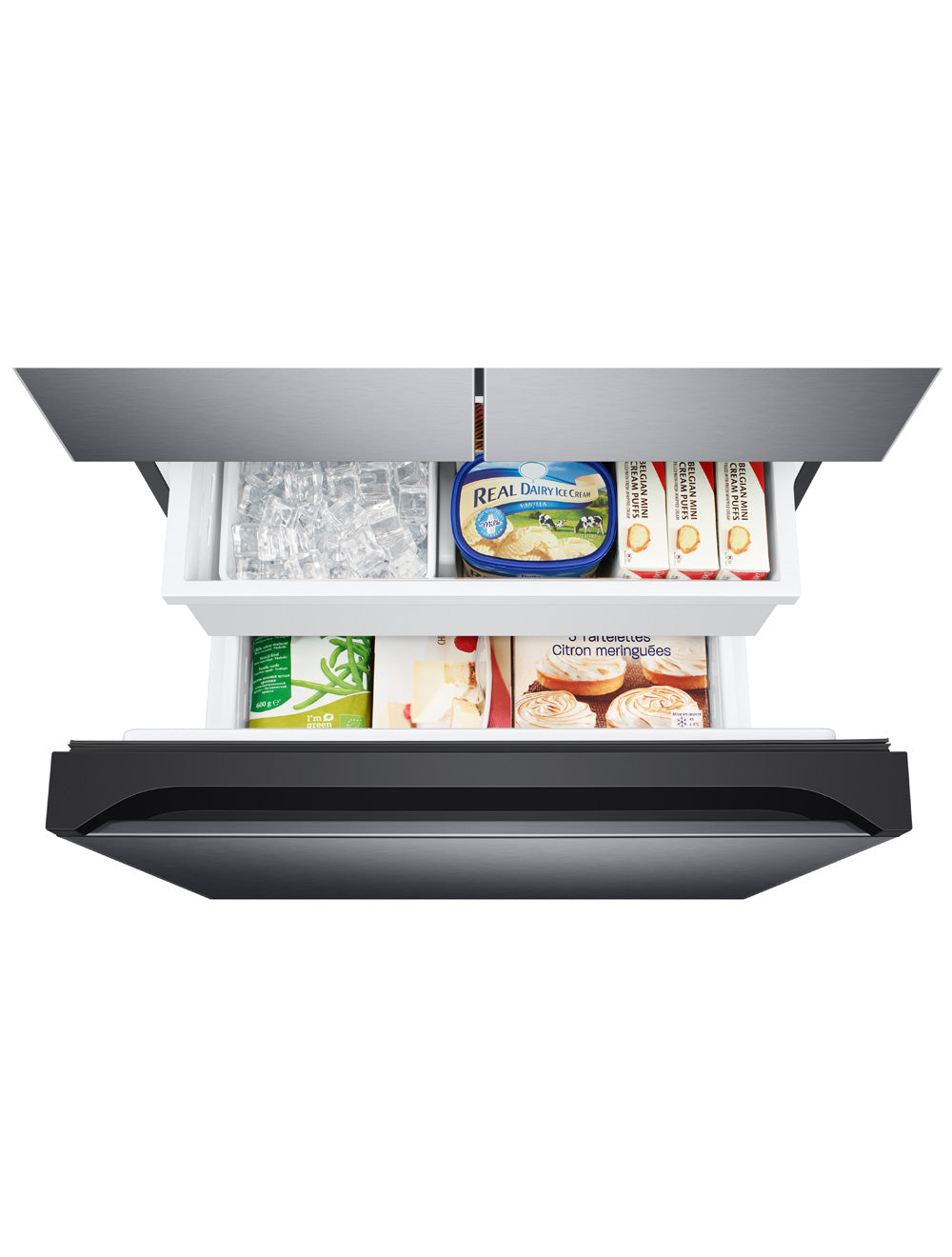 Réfrigérateur portes françaises Inox noir 33po