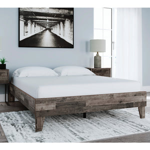 Base de lit plateforme en bois/MDF multi gris à profil bas Grand lit - Neilsville