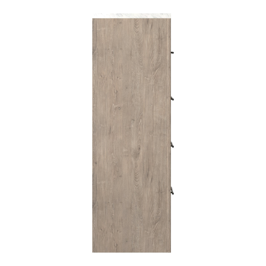 Commode à 4 tiroirs en marbre blanc et bois brun