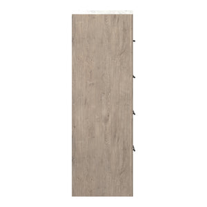 Commode à 4 tiroirs en marbre blanc et bois brun