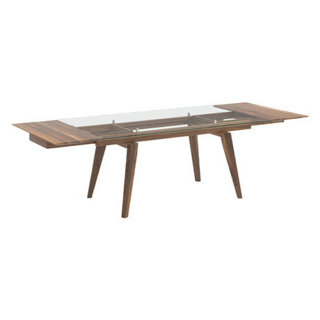 Table de salle à manger extensible en verre et bois de noyer fumé - Chai