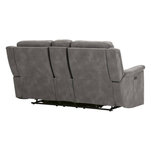 Causeuse brune grisâtre tissu motorisé avec console - Next-Gen Durapella