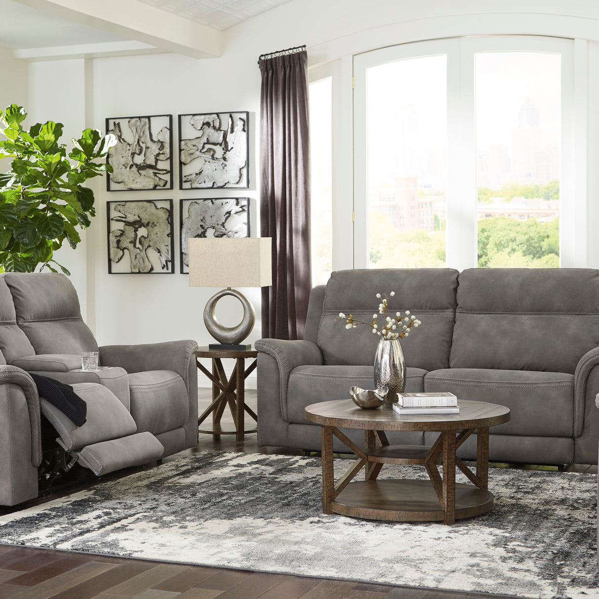 Sofa condo brun grisâtre tissu motorisé - Next-Gen Durapella