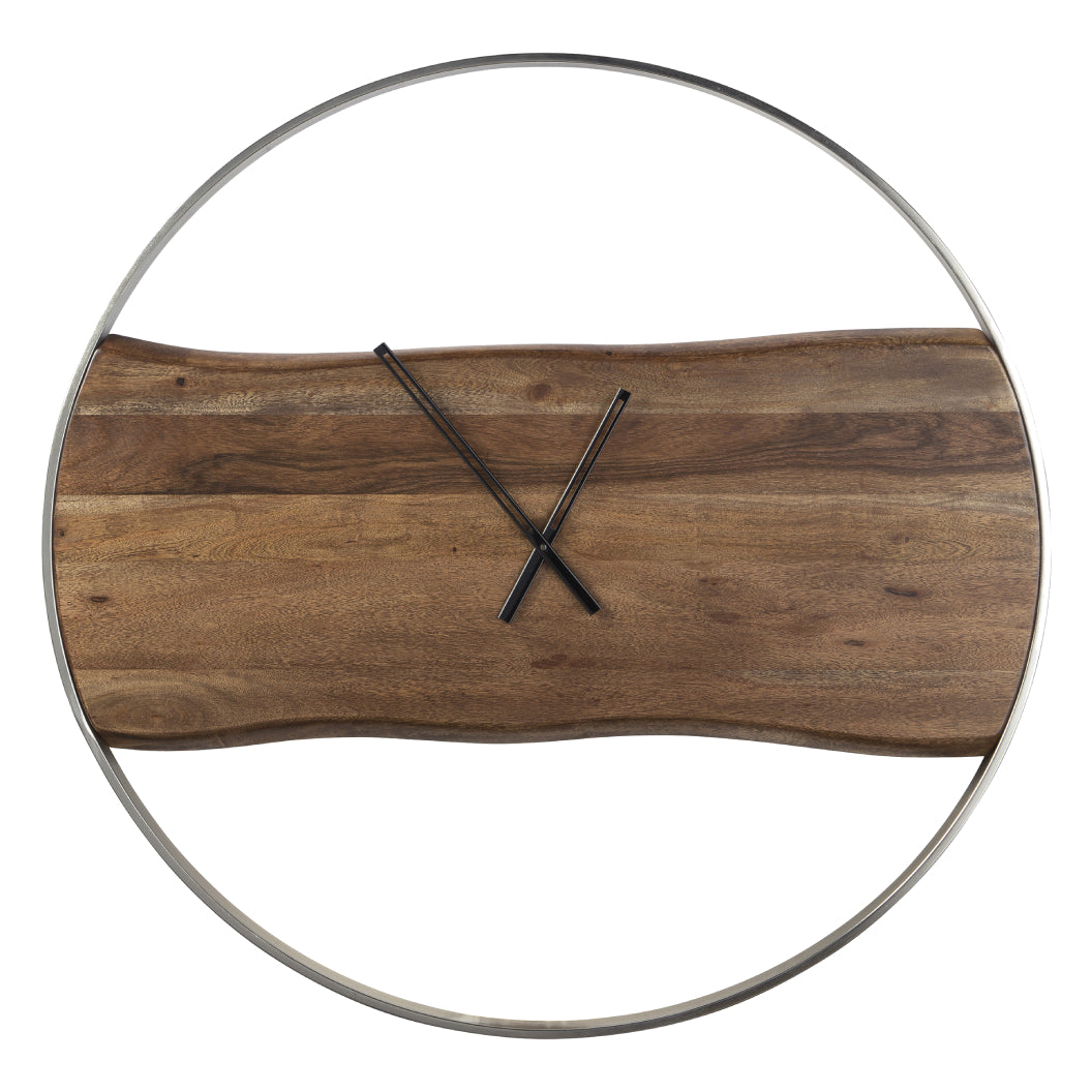 Horloge murale 35 x 35 po en bois et métal - Panchali