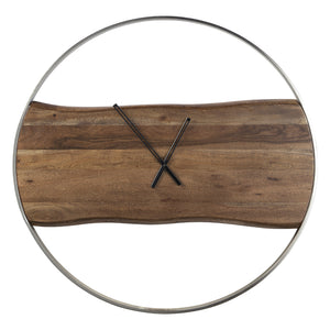 Horloge murale 35 x 35 po en bois et métal - Panchali