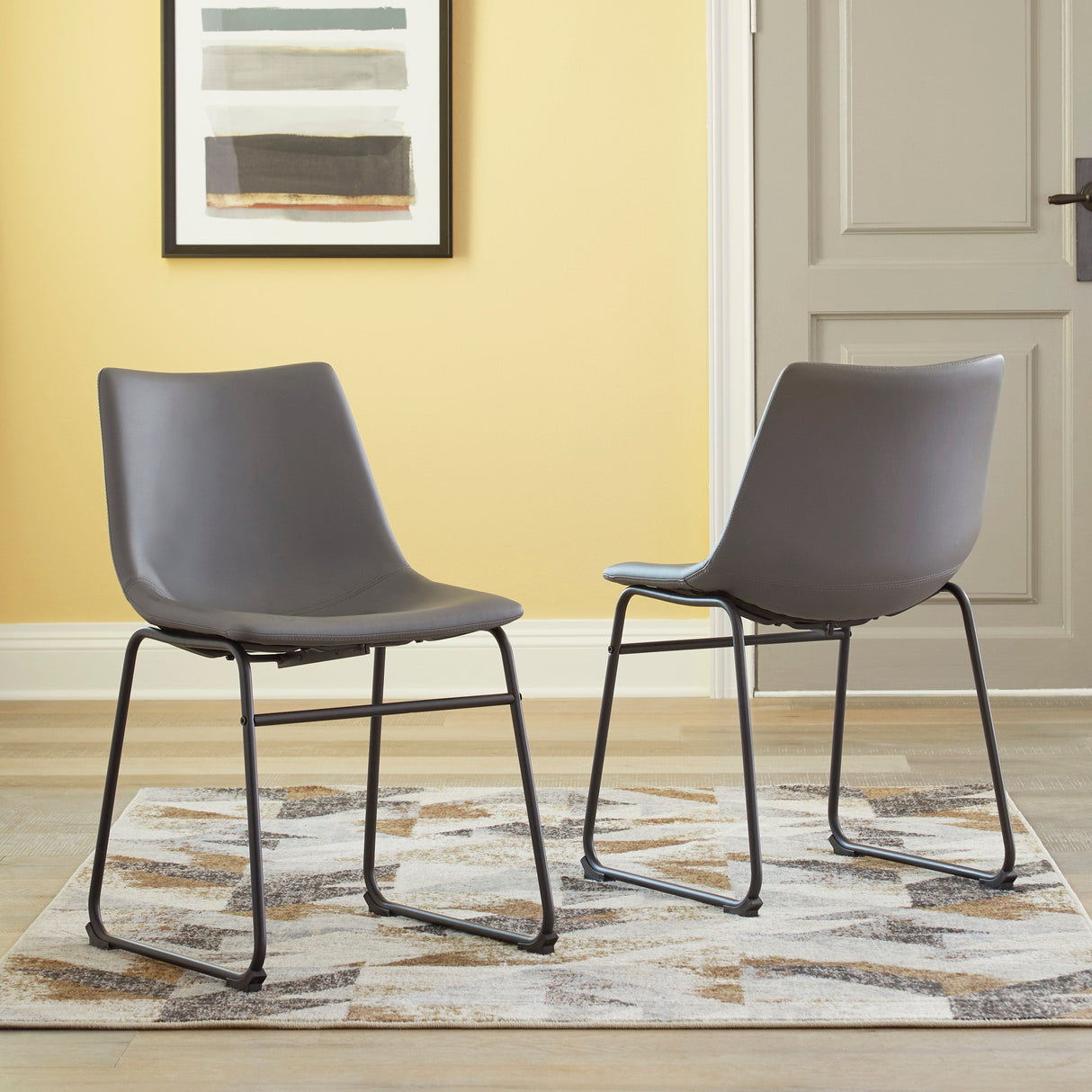 Ensemble de 2 chaises de salle à manger aspect cuir - Centiar