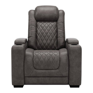Fauteuil motorisé tête pied aspect cuir gris - Hyllmont