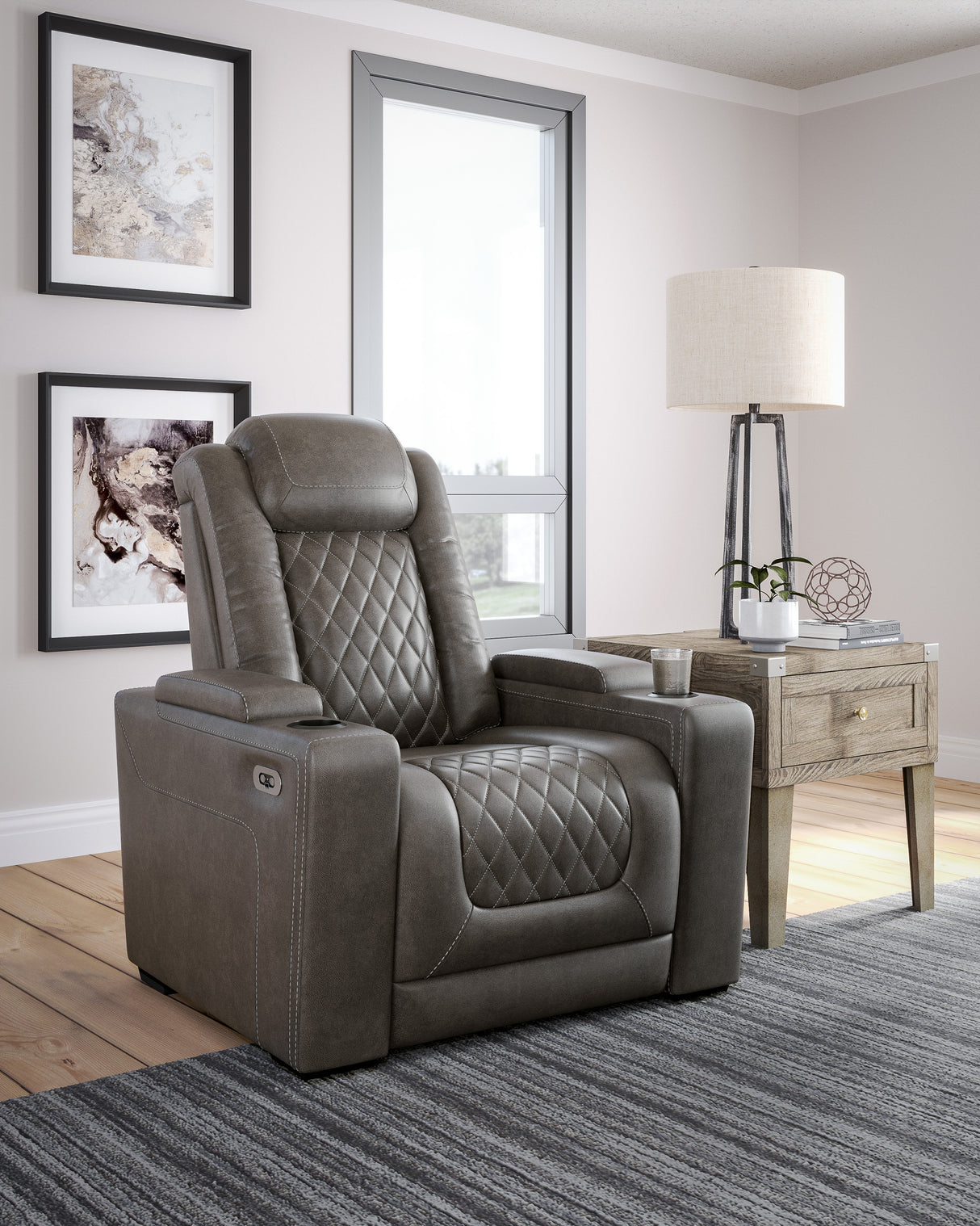 Fauteuil motorisé tête pied aspect cuir gris - Hyllmont