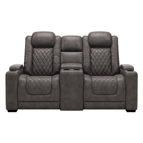 Causeuse aspect cuir gris motorisé - Hyllmont