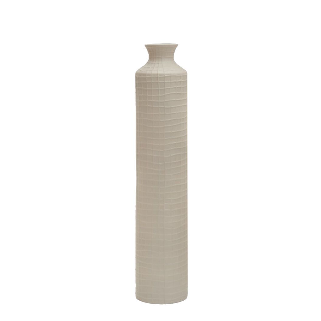 Vase en céramique à motif en grille beige - Skyler