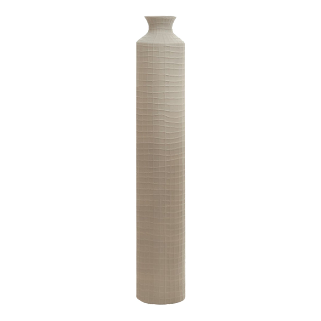 Vase en céramique à motif en grille beige - Skyler
