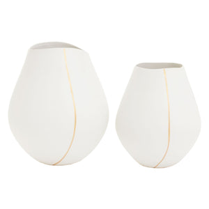 Vase en céramique blanche avec une ligne dorée - Merrill