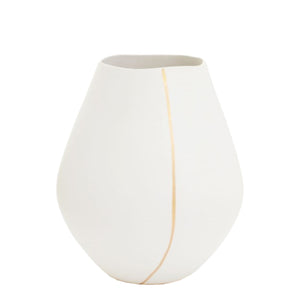 Vase en céramique blanche avec une ligne dorée - Merrill