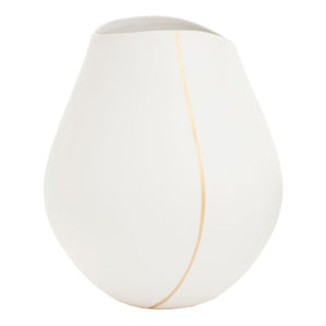 Vase en céramique blanche avec une ligne dorée - Merrill