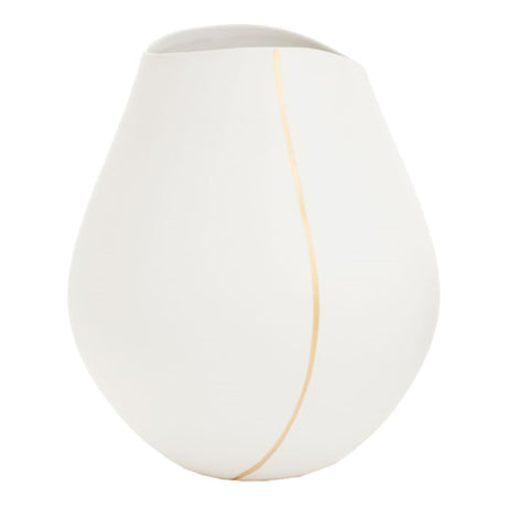 Vase en céramique blanche avec une ligne dorée - Merrill