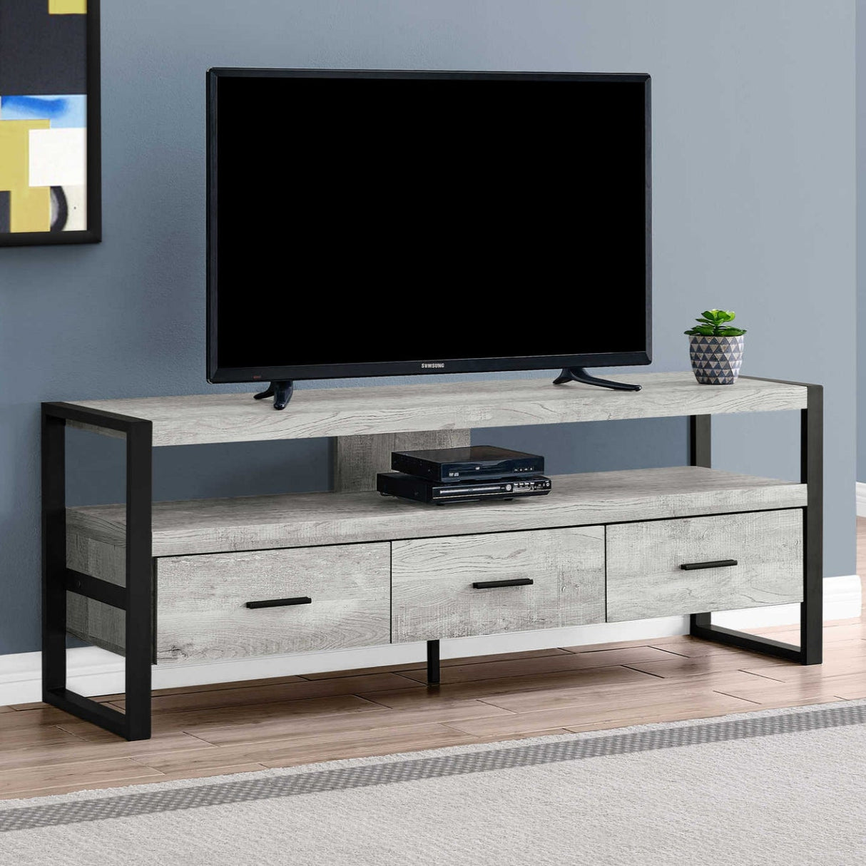 Meuble de télévision en stratifié faux bois à 3 tiroirs - I 2820-2821-2823