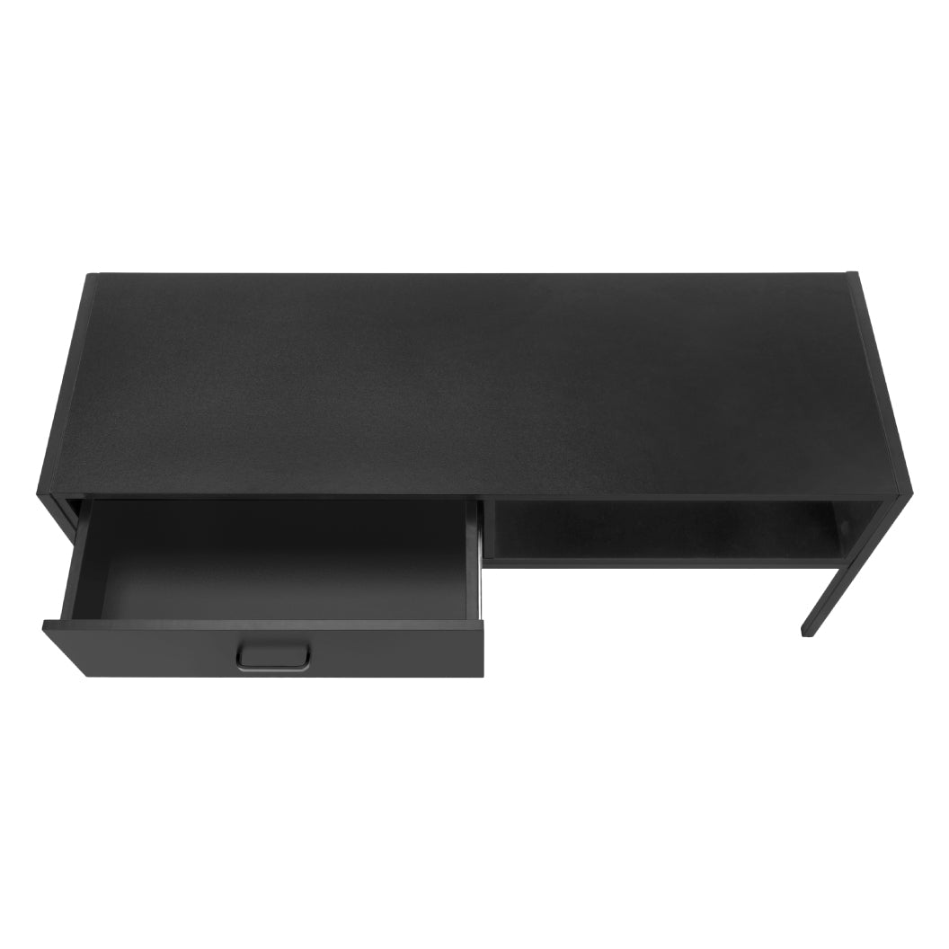 Meuble de télévision en stratifié et métal noir à 1 tiroir - I 2874-2875-2876