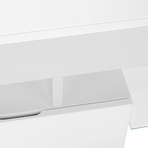 Meuble de télévision en bois et placage blanc lustré à 2 tiroirs - I 3548