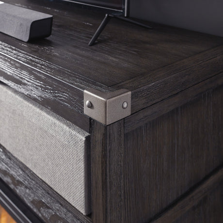Meuble de télévision en bois et placage gris foncé avec rangement - Todoe